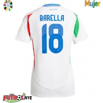 Camiseta Italia Nicolo Barella #18 Visitante Equipación para mujer Eurocopa 2024 manga corta